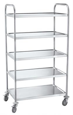 Platformvogn 5 hylder, Rustfrit stål