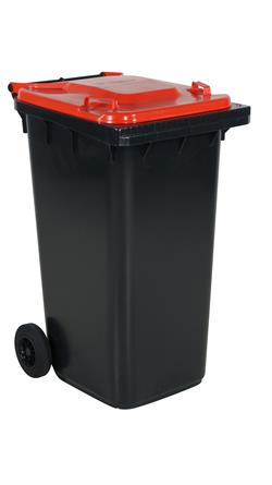 Affaldsbeholder 240 L, rødt låg
