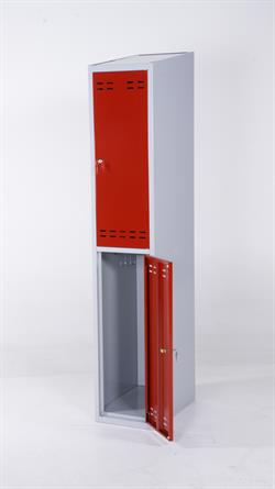 Garderobe, rød/grå 2 låger