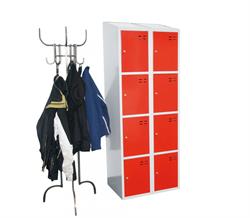 Opbevaringsskab, rød/grå 8-rum