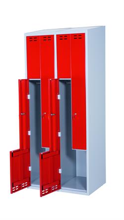 Garderobeskab, rød/grå 4 d/Z model