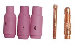 Tig dysesæt 2,4 mm 5-delt.