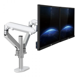 WERGON - Move - Justerbar skærmholder til to Skærme med Gasfjederarme - Skærme Max 27" - Sølv