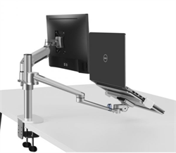 WERGON - Luna - Dual holder m/Gasfjeder til En laptop 11-17" + En monitor/LCD Skærm max 27" - Sølv