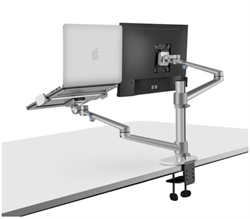 WERGON - Noah - Justerbar Dual Desktop holder - skærm Max 27" / Laptop 11-17" - Sølv