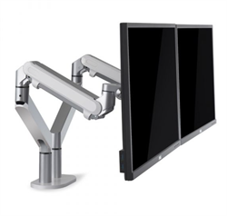 WERGON - Alma - Justerbar Skærmholder til 2 skærme - med Gasfjederarme - Skærme Max 27" - Sølv