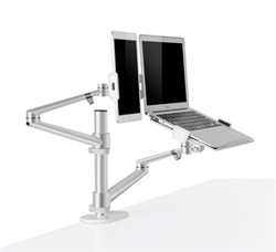 WERGON - Konrad - Justerbar Dual holder - Til en Laptop 11-17" + en Monitor skærm Max 27" - Sølv
