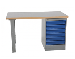 Bord med 6 skuffer. 2000 mm, laminat