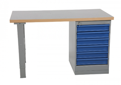 Bord med 6 skuffer. 1600mm, laminat