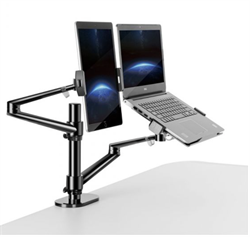 WERGON - Konrad - Justerbar Dual holder - Til en Laptop 11-17" + en Monitor skærm Max 27" - Sort